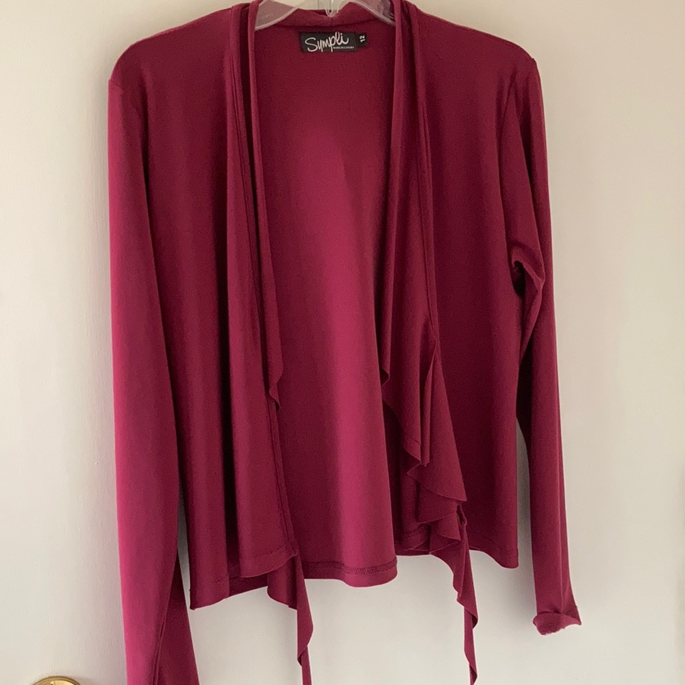 Sympli Red Blazer Lightweight Open-Front